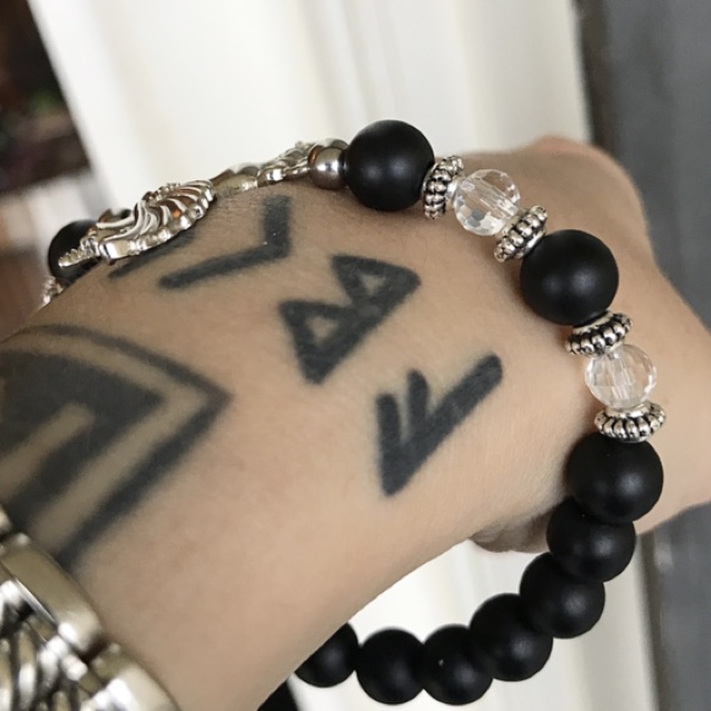 Pegasus unicorn mythical onyx & crystal bracelet - Picture 6 of 8